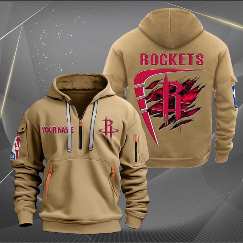 LIMITED EDITION - NEW CUSTOMIZED NBA07 HR HOUSTON ROCKETS QUARTER ZIP HOODIE