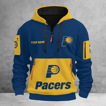 LIMITED EDITION - NEW CUSTOMIZED NBA06 IP INDIANA PACERS QUARTER ZIP HOODIE