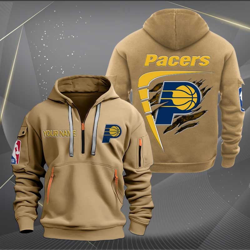 LIMITED EDITION - NEW CUSTOMIZED NBA06 IP INDIANA PACERS QUARTER ZIP HOODIE