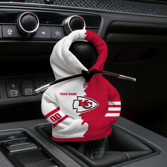 LIMITED EDITION - NEW CUSTOMIZED NFL01 KCC KANSAS CITY CHIEFS CAR HOODIE SHIFT KNOB
