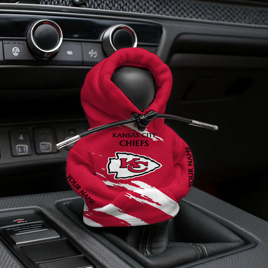 LIMITED EDITION - NEW CUSTOMIZED NFL01 KCC KANSAS CITY CHIEFS CAR HOODIE SHIFT KNOB COVER