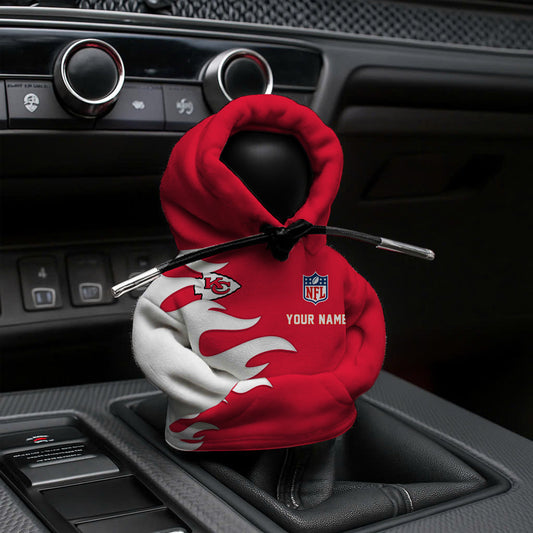 LIMITED EDITION - NEW CUSTOMIZED NFL01 KCC KANSAS CITY CHIEFS CAR HOODIE SHIFT KNOB COVER