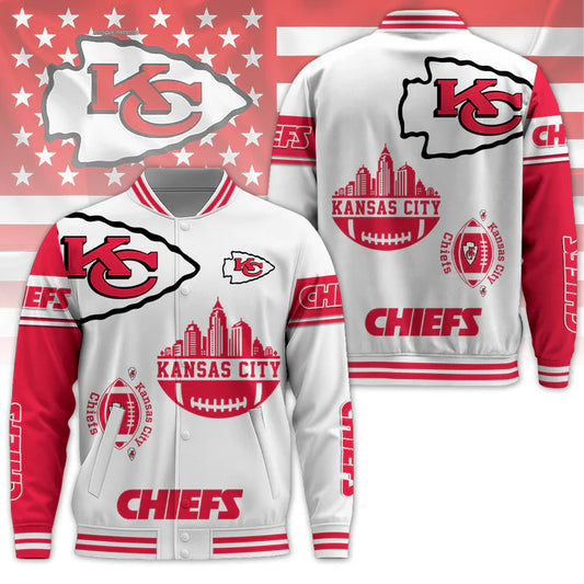 LIMITED EDITION - NEW CUSTOMIZED NFL01 KCC KANSAS CITY CHIEFS BASEBALL JACKET
