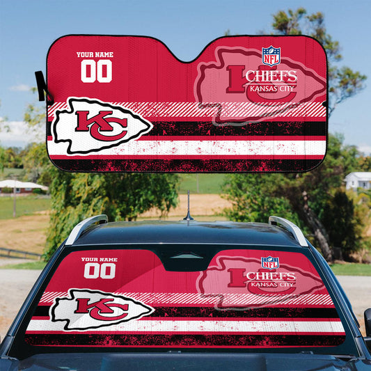 LIMITED EDITION - NEW CUSTOMIZED NFL01 KCC KANSAS CITY CHIEFS AUTO WINDSHIELD SHADE