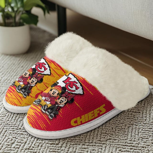 LIMITED EDITION - NEW CUSTOMIZED NFL01 KCC KANSAS CITY CHIEFS COTTON SLIPPERS