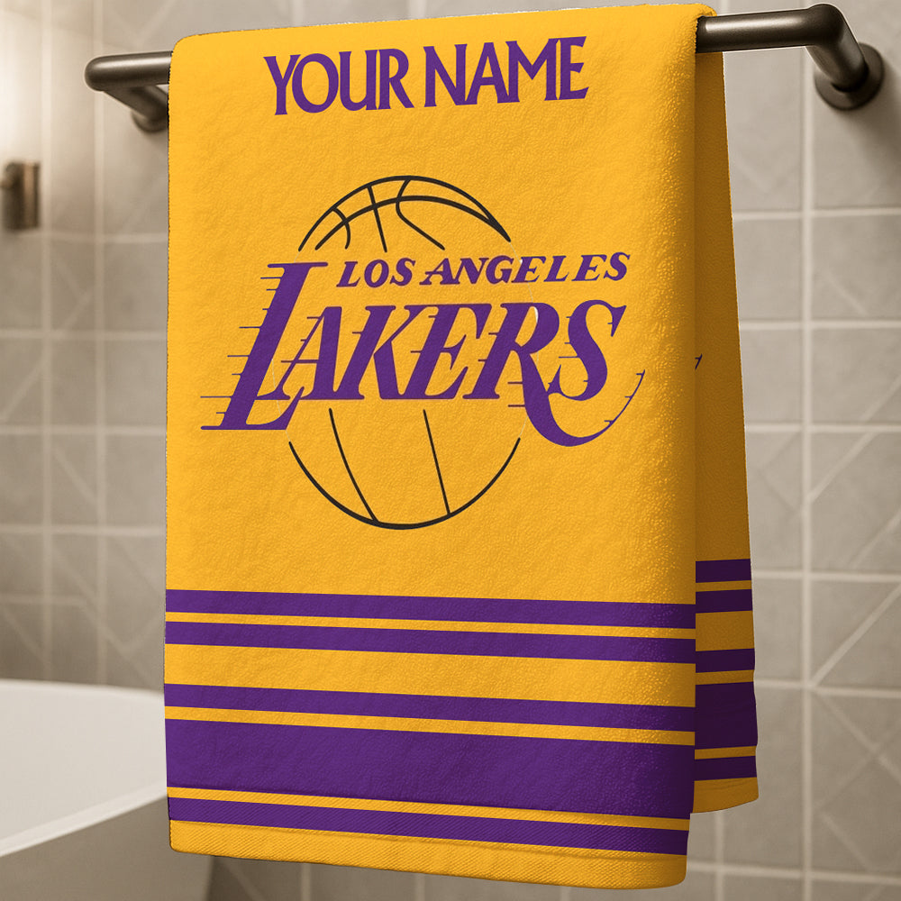 LIMITED EDITION - NEW CUSTOMIZED NBA09 LL LOS ANGELES LAKERS BEACH & BATH TOWEL