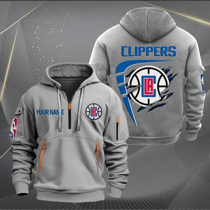 LIMITED EDITION - NEW CUSTOMIZED NBA10 LC LOS ANGELES CLIPPERS QUARTER ZIP HOODIE