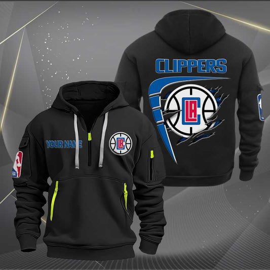 LIMITED EDITION - NEW CUSTOMIZED NBA10 LC LOS ANGELES CLIPPERS QUARTER ZIP HOODIE