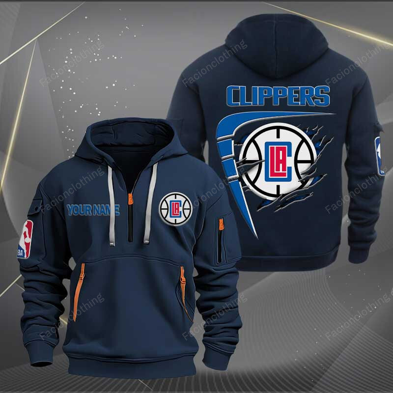 LIMITED EDITION - NEW CUSTOMIZED NBA10 LC LOS ANGELES CLIPPERS QUARTER ZIP HOODIE