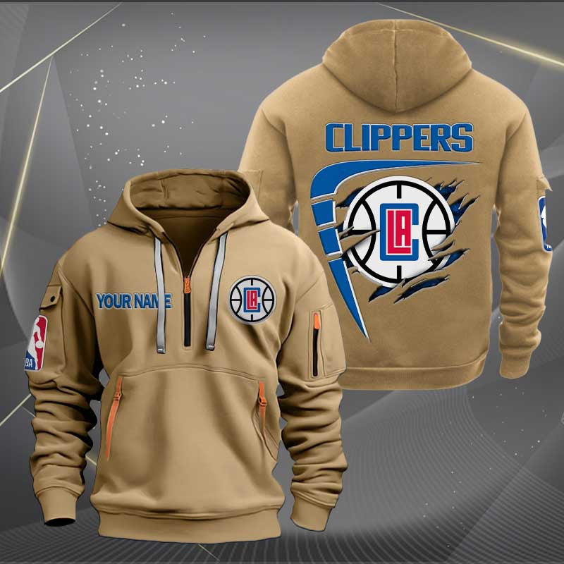 LIMITED EDITION - NEW CUSTOMIZED NBA10 LC LOS ANGELES CLIPPERS QUARTER ZIP HOODIE