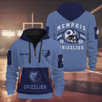 LIMITED EDITION - NEW CUSTOMIZED NBA13 MG MEMPHIS GRIZZLIES QUARTER ZIP HOODIE