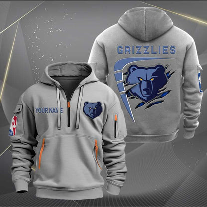 LIMITED EDITION - NEW CUSTOMIZED NBA13 MG MEMPHIS GRIZZLIES QUARTER ZIP HOODIE