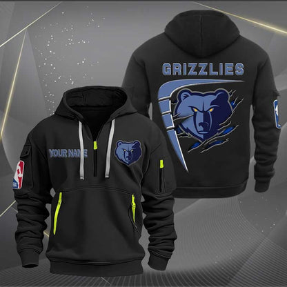 LIMITED EDITION - NEW CUSTOMIZED NBA13 MG MEMPHIS GRIZZLIES QUARTER ZIP HOODIE