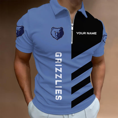 LIMITED EDITION - NEW CUSTOMIZED NBA13 MG MEMPHIS GRIZZLIES ZIP POLO SHIRT