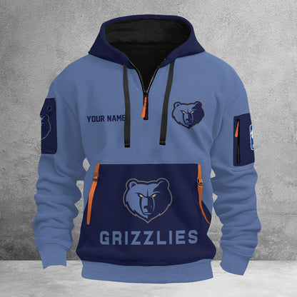 LIMITED EDITION - NEW CUSTOMIZED NBA13 MG MEMPHIS GRIZZLIES QUARTER ZIP HOODIE