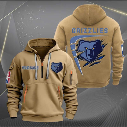LIMITED EDITION - NEW CUSTOMIZED NBA13 MG MEMPHIS GRIZZLIES QUARTER ZIP HOODIE