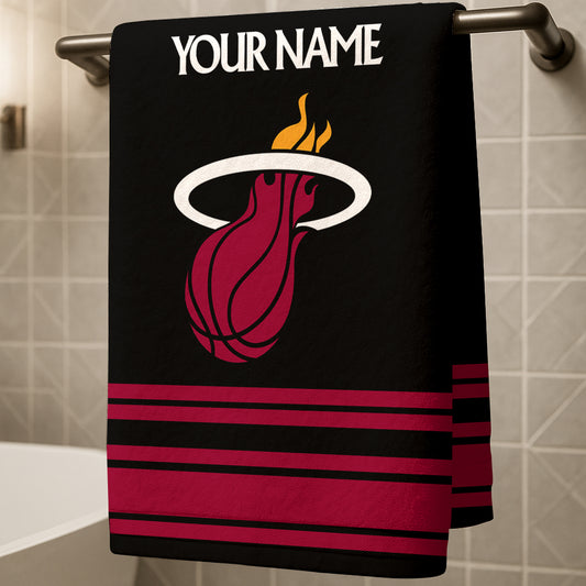 LIMITED EDITION - NEW CUSTOMIZED NBA20 MH MIAMI HEAT BEACH & BATH TOWEL
