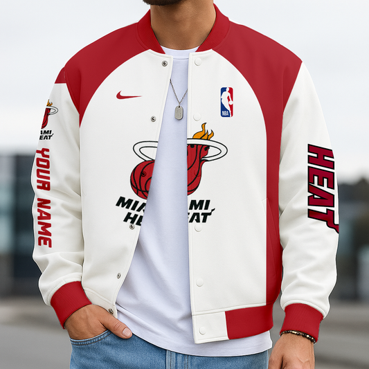 LIMITED EDITION - NEW CUSTOMIZED NBA20 MH MIAMI HEAT BASEBALL JACKET