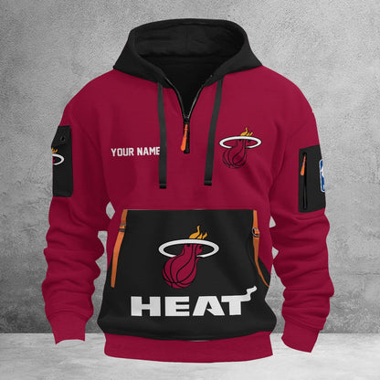 LIMITED EDITION - NEW CUSTOMIZED NBA20 MH MIAMI HEAT QUARTER ZIP HOODIE