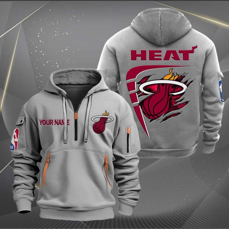 LIMITED EDITION - NEW CUSTOMIZED NBA20 MH MIAMI HEAT QUARTER ZIP HOODIE