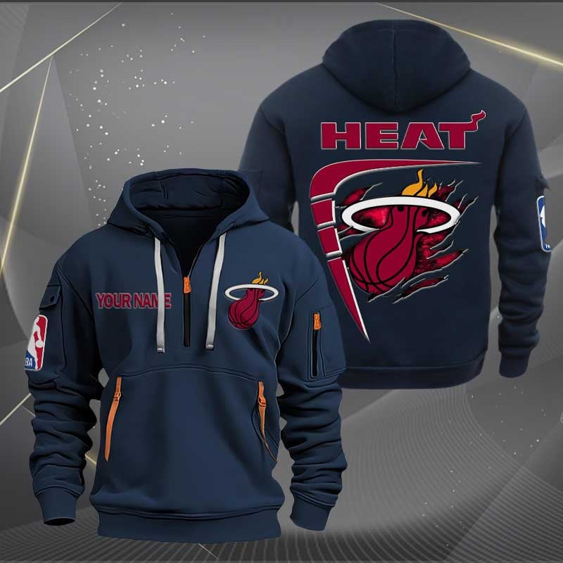 LIMITED EDITION - NEW CUSTOMIZED NBA20 MH MIAMI HEAT QUARTER ZIP HOODIE