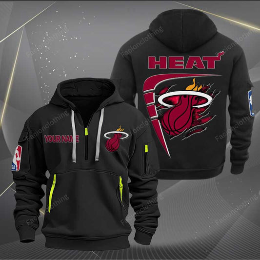 LIMITED EDITION - NEW CUSTOMIZED NBA20 MH MIAMI HEAT QUARTER ZIP HOODIE