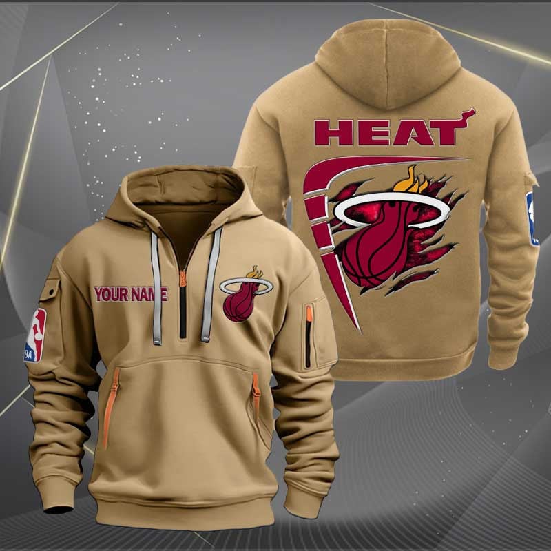 LIMITED EDITION - NEW CUSTOMIZED NBA20 MH MIAMI HEAT QUARTER ZIP HOODIE