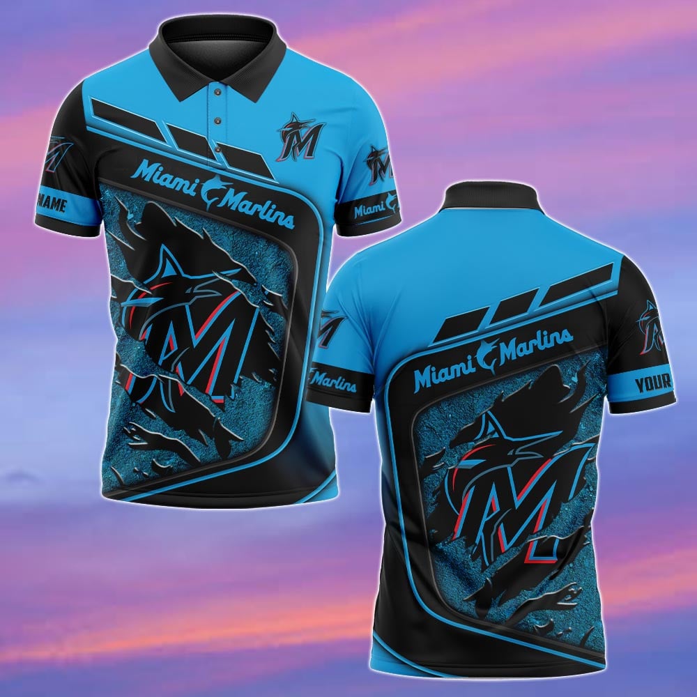 LIMITED EDITION - NEW CUSTOMIZED MLB20 MMS MIAMI MARLINS POLO SHIRT