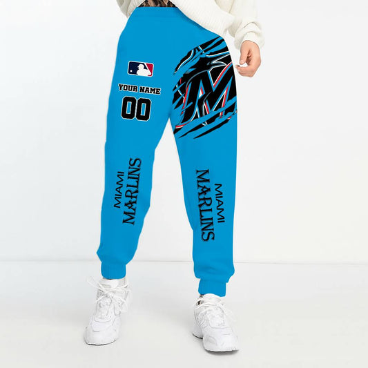LIMITED EDITION - NEW CUSTOMIZED MLB20 MMS MIAMI MARLINS UNISEX LONG PANTS
