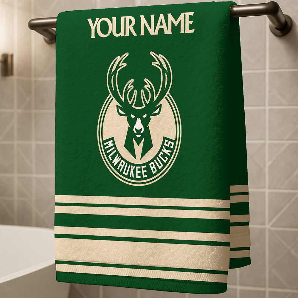 LIMITED EDITION - NEW CUSTOMIZED NBA11 MB MILWAUKEE BUCKS BEACH & BATH TOWEL