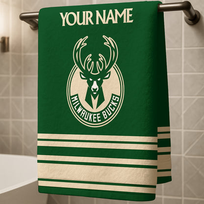LIMITED EDITION - NEW CUSTOMIZED NBA11 MB MILWAUKEE BUCKS BEACH & BATH TOWEL
