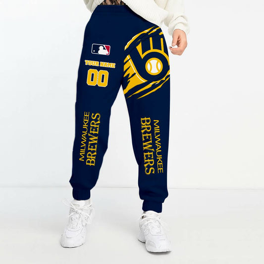 LIMITED EDITION - NEW CUSTOMIZED MLB15 MBS MILWAUKEE BREWERS UNISEX LONG PANTS