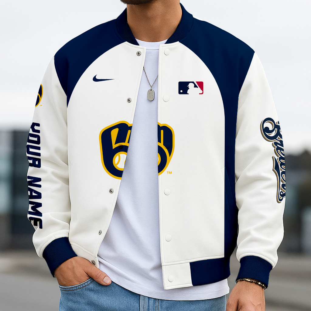 LIMITED EDITION - NEW CUSTOMIZED MLB15 MBS MILWAUKEE BREWERS BASEBALL JACKET
