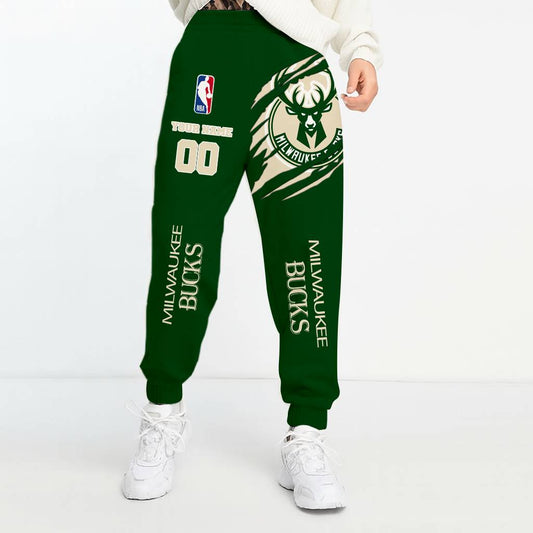 LIMITED EDITION - NEW CUSTOMIZED NBA11 MB MILWAUKEE BUCKS UNISEX LONG PANTS