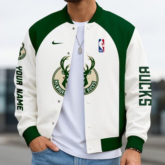 LIMITED EDITION - NEW CUSTOMIZED NBA11 MB MILWAUKEE BUCKS BASEBALL JACKET