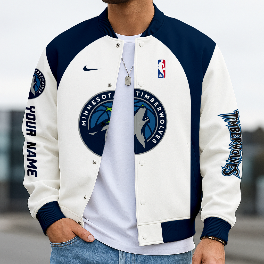 LIMITED EDITION - NEW CUSTOMIZED NBA05 MT MINNESOTA TIMBERWOLVES BASEBALL JACKET