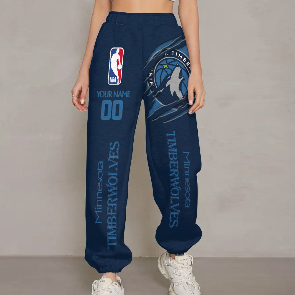 LIMITED EDITION - NEW CUSTOMIZED NBA05 MT MINNESOTA TIMBERWOLVES UNISEX LONG PANTS
