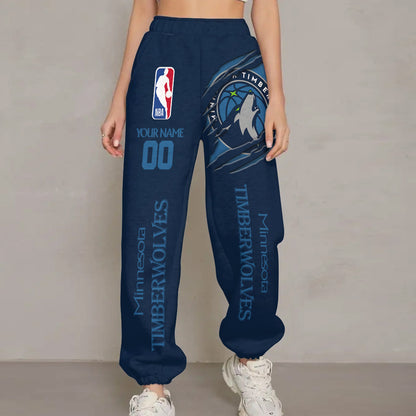 LIMITED EDITION - NEW CUSTOMIZED NBA05 MT MINNESOTA TIMBERWOLVES UNISEX LONG PANTS