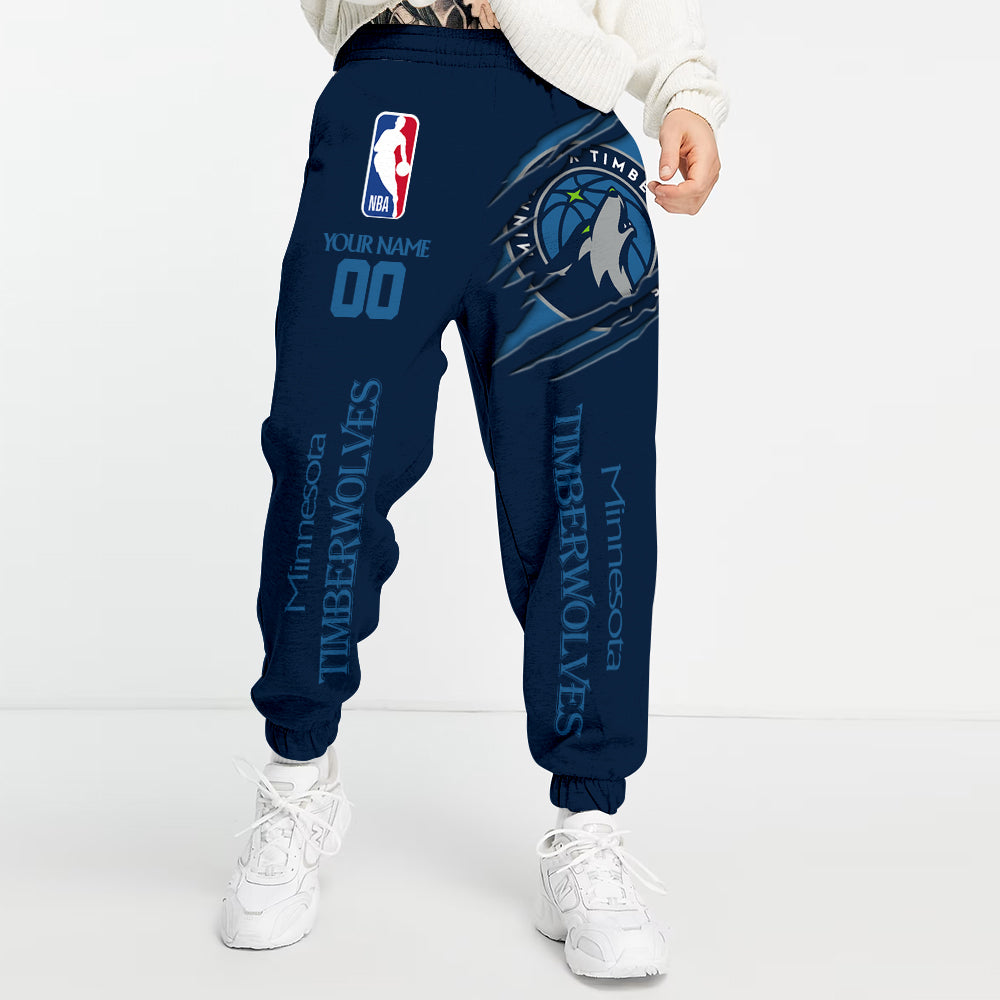 LIMITED EDITION - NEW CUSTOMIZED NBA05 MT MINNESOTA TIMBERWOLVES UNISEX LONG PANTS