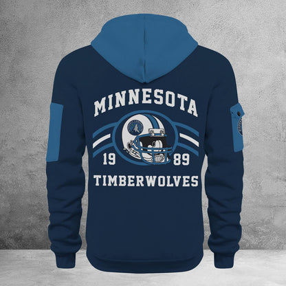 LIMITED EDITION - NEW CUSTOMIZED NBA05 MT MINNESOTA TIMBERWOLVES QUARTER ZIP HOODIE
