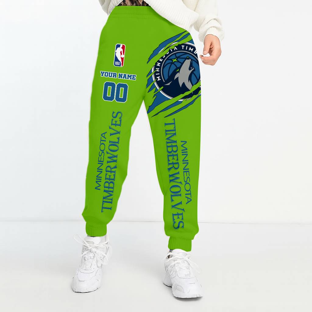 LIMITED EDITION - NEW CUSTOMIZED NBA05 MT MINNESOTA TIMBERWOLVES UNISEX LONG PANTS