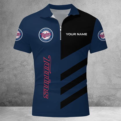 LIMITED EDITION - NEW CUSTOMIZED MLB22 MTS MINNESOTA TWINS ZIP POLO SHIRT