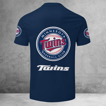 LIMITED EDITION - NEW CUSTOMIZED MLB22 MTS MINNESOTA TWINS ZIP POLO SHIRT