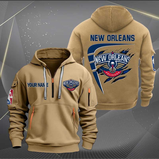 LIMITED EDITION - NEW CUSTOMIZED NBA30 NO NEW ORLEANS PELICANS QUARTER ZIP HOODIE