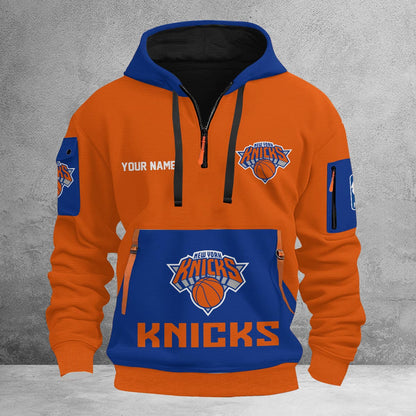 LIMITED EDITION - NEW CUSTOMIZED NBA04 NY NEW YORK KNICKS QUARTER ZIP HOODIE