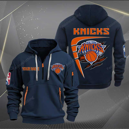 LIMITED EDITION - NEW CUSTOMIZED NBA04 NY NEW YORK KNICKS QUARTER ZIP HOODIE