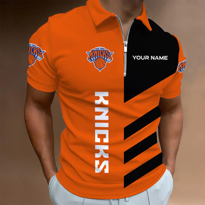 LIMITED EDITION - NEW CUSTOMIZED NBA04 NY NEW YORK KNICKS ZIP POLO SHIRT