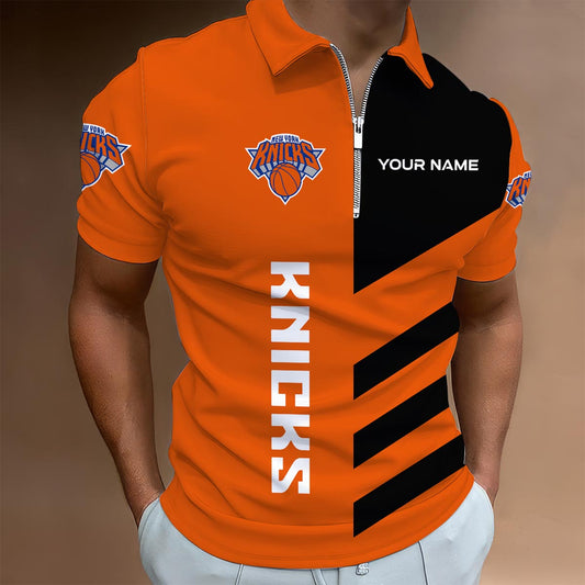 LIMITED EDITION - NEW CUSTOMIZED NBA04 NY NEW YORK KNICKS ZIP POLO SHIRT
