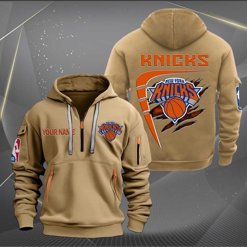 LIMITED EDITION - NEW CUSTOMIZED NBA04 NY NEW YORK KNICKS QUARTER ZIP HOODIE