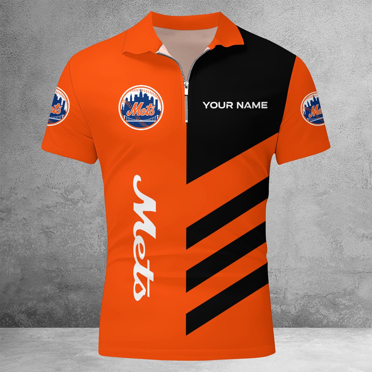 LIMITED EDITION - NEW CUSTOMIZED MLB17 NYM NEW YORK METS ZIP POLO SHIRT